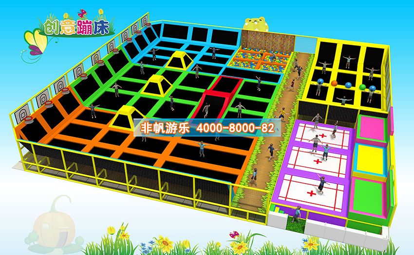 兒童淘氣堡創意蹦床主題運動樂園
