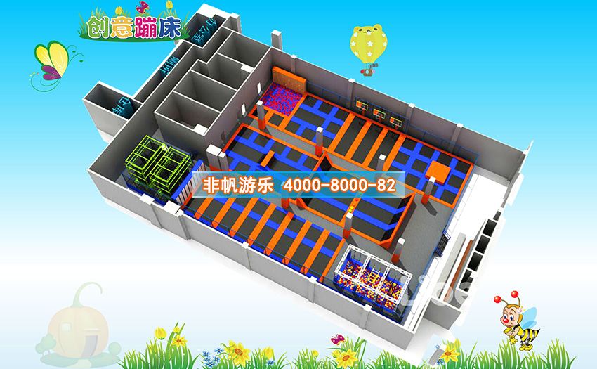 兒童淘氣堡創意蹦床主題運動樂園