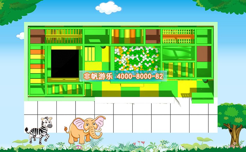 兒童淘氣堡森林動物風格