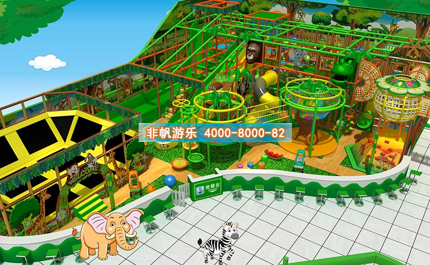 兒童淘氣堡森林動物風格