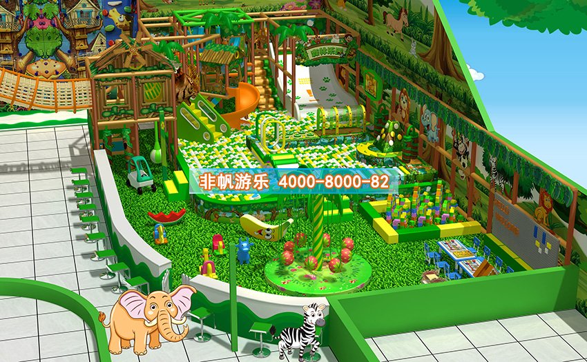 兒童淘氣堡森林動物風格