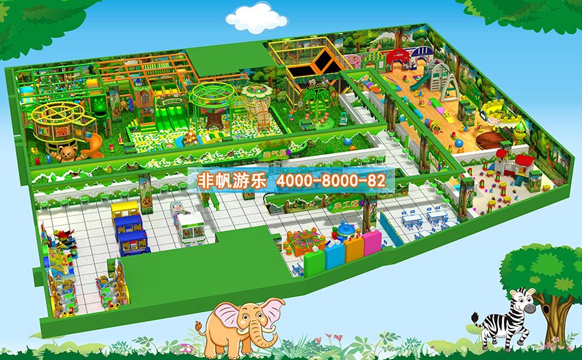 兒童淘氣堡森林動物風格