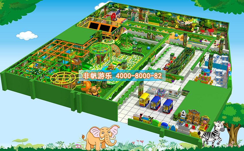 兒童淘氣堡森林動物風格